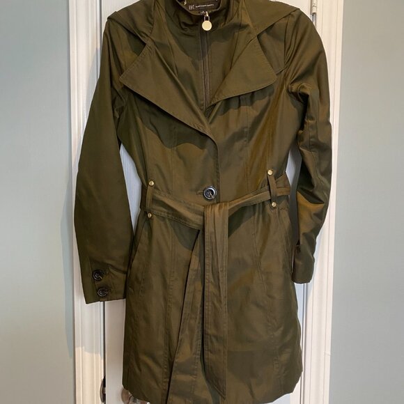 INC International Concepts Olive Green Belted Trench Coat – Size S - Picture 1 of 13